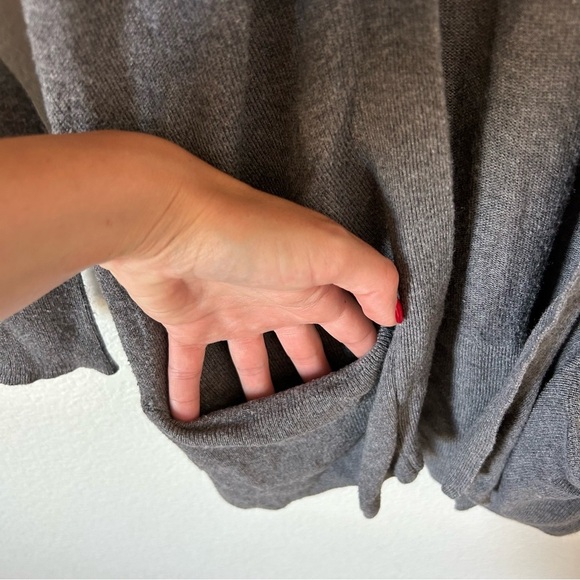 Pink Rose Gray Open Front, Pocket, Layering, Normcore Academia, Cardigan Sweater - Picture 3 of 5